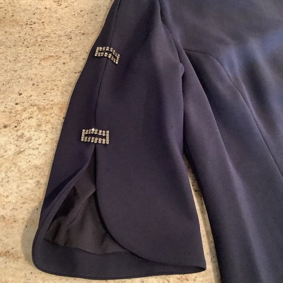 Teri John Navy Sheath Dress with Rhinestone Detail Size 14 - Picture 10 of 11